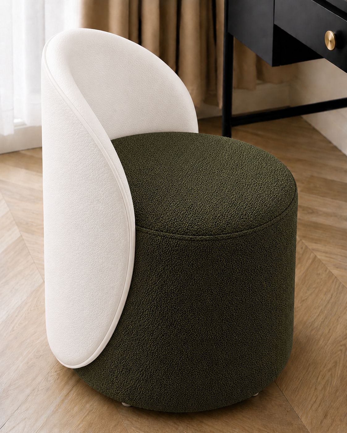 SofaVogue Luna Curve Ottoman - dark green